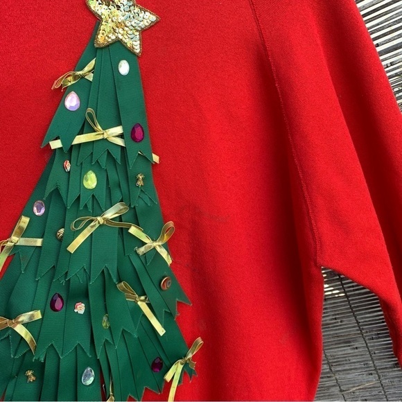 Vintage Crewneck Sweatshirt Ribbons Christmas Tree Large - Picture 8 of 8